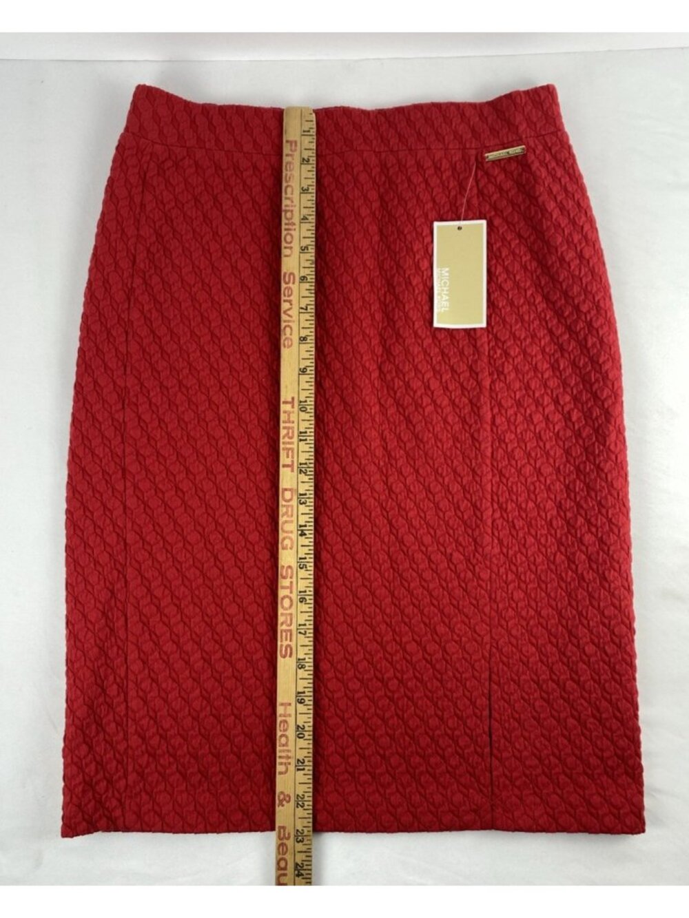 Michael Kors Skirt Women's Size Small Cherry Red Textured Knit Pencil Basics NWT - Picture 11 of 16